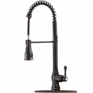 SHACO Antique Single Handle Pull Down Sprayer Oil Rubbed Bronze Kitchen Faucet, Kitchen Faucet Bronze with Deck Plate